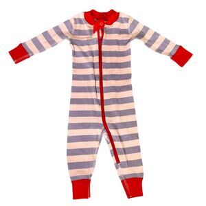 Hanna Andersson Bold Stripe Sleeper 6-12 Months Petal Pink/ Sweet Lavender